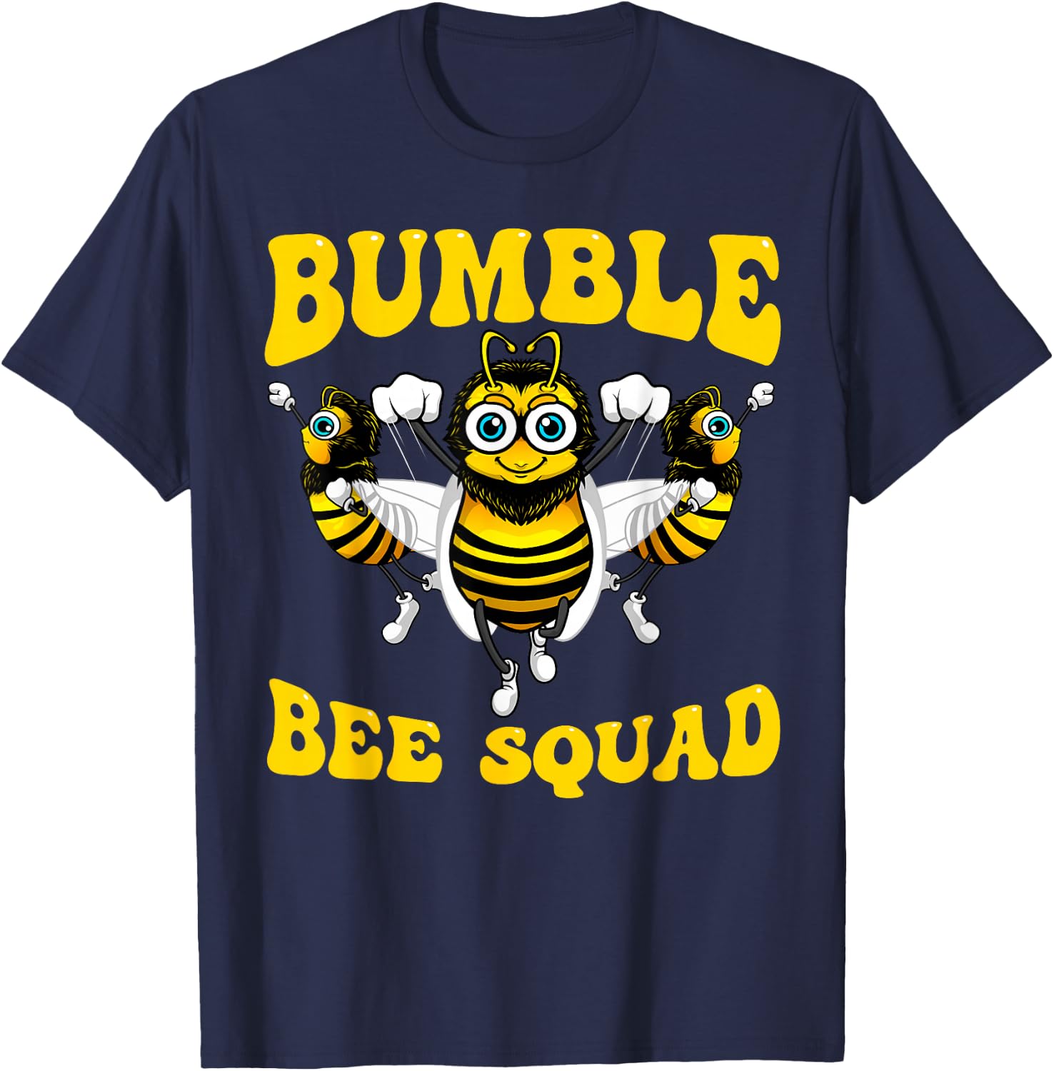 Funny Bumble Bee Design For Kids Men Women Bee Squad Buddies T-Shirt - T-Shirt | Navy