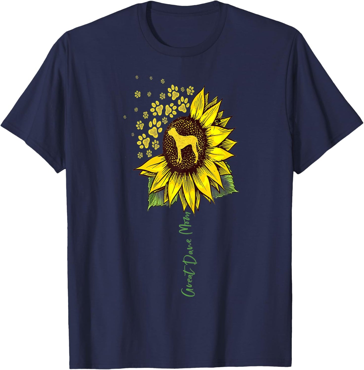 Sunflower Great Dane Lover Gifts Dog Mom Men Women T-Shirt - T-Shirt | Navy