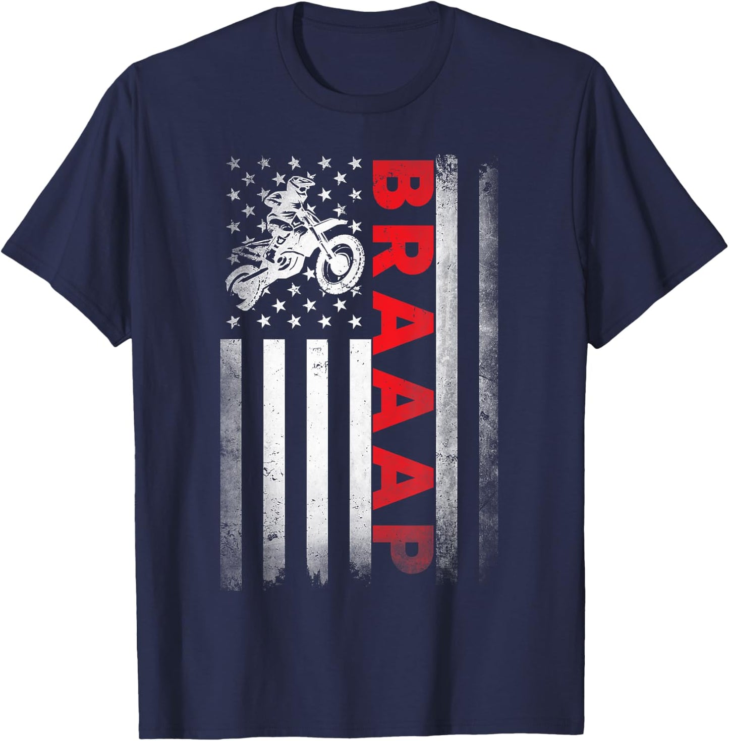 Dirt Bike Racing USA US American Flag Botocross Boys Youth T-Shirt - T-Shirt | Navy