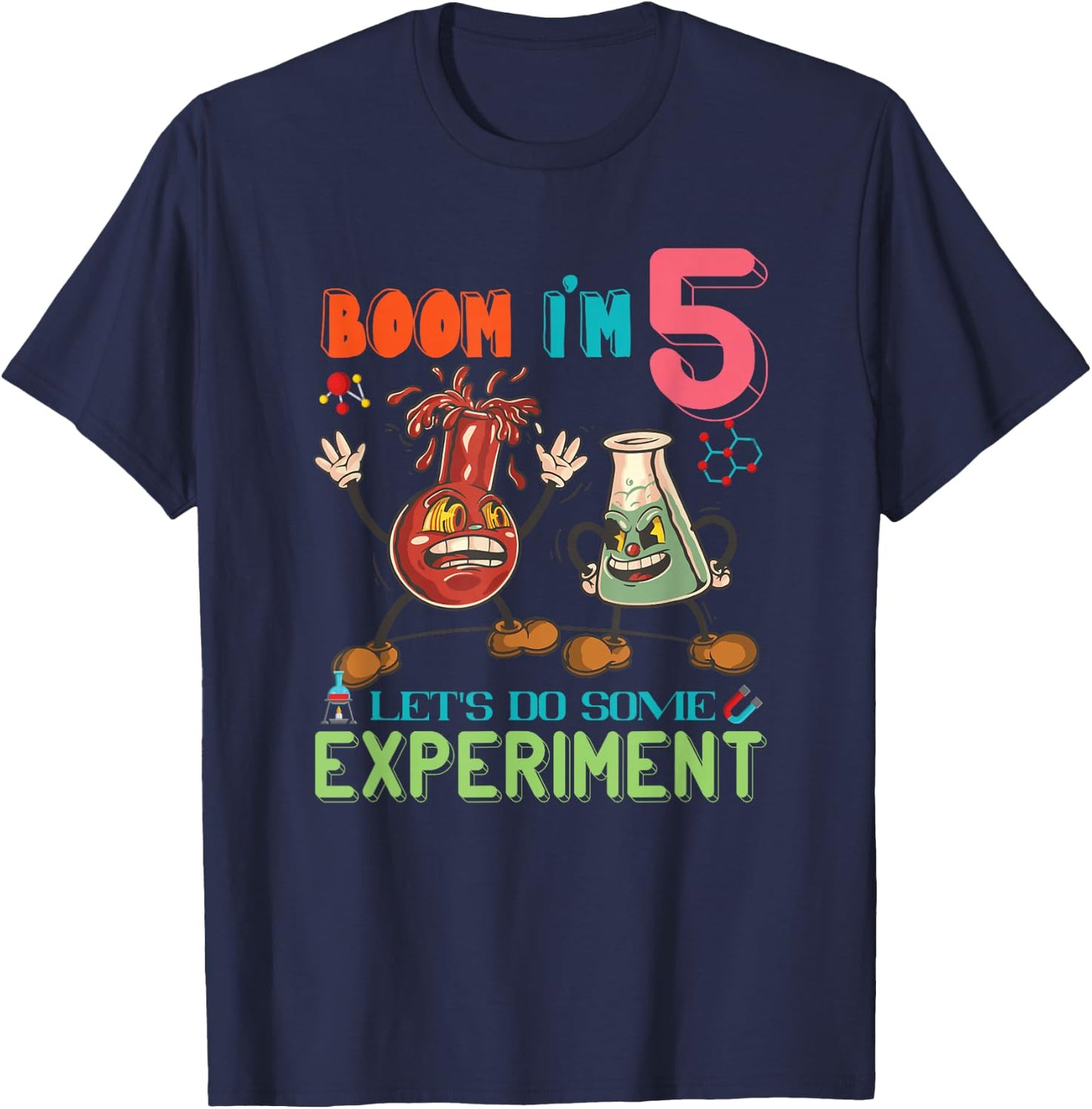 Science Birthday Party 5th Birthday Science Theme Party T-Shirt - T-Shirt | Navy