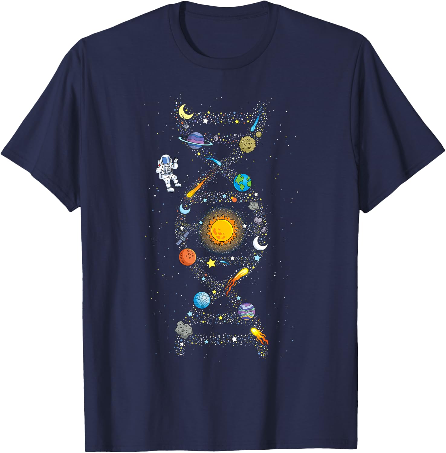 Solar System DNA Space Planets Science Universe Astronaut T-Shirt - T-Shirt | Navy