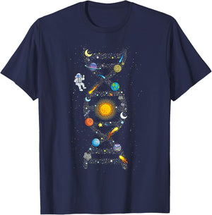 Solar System DNA Space Planets Science Universe Astronaut T-Shirt - T-Shirt | Navy