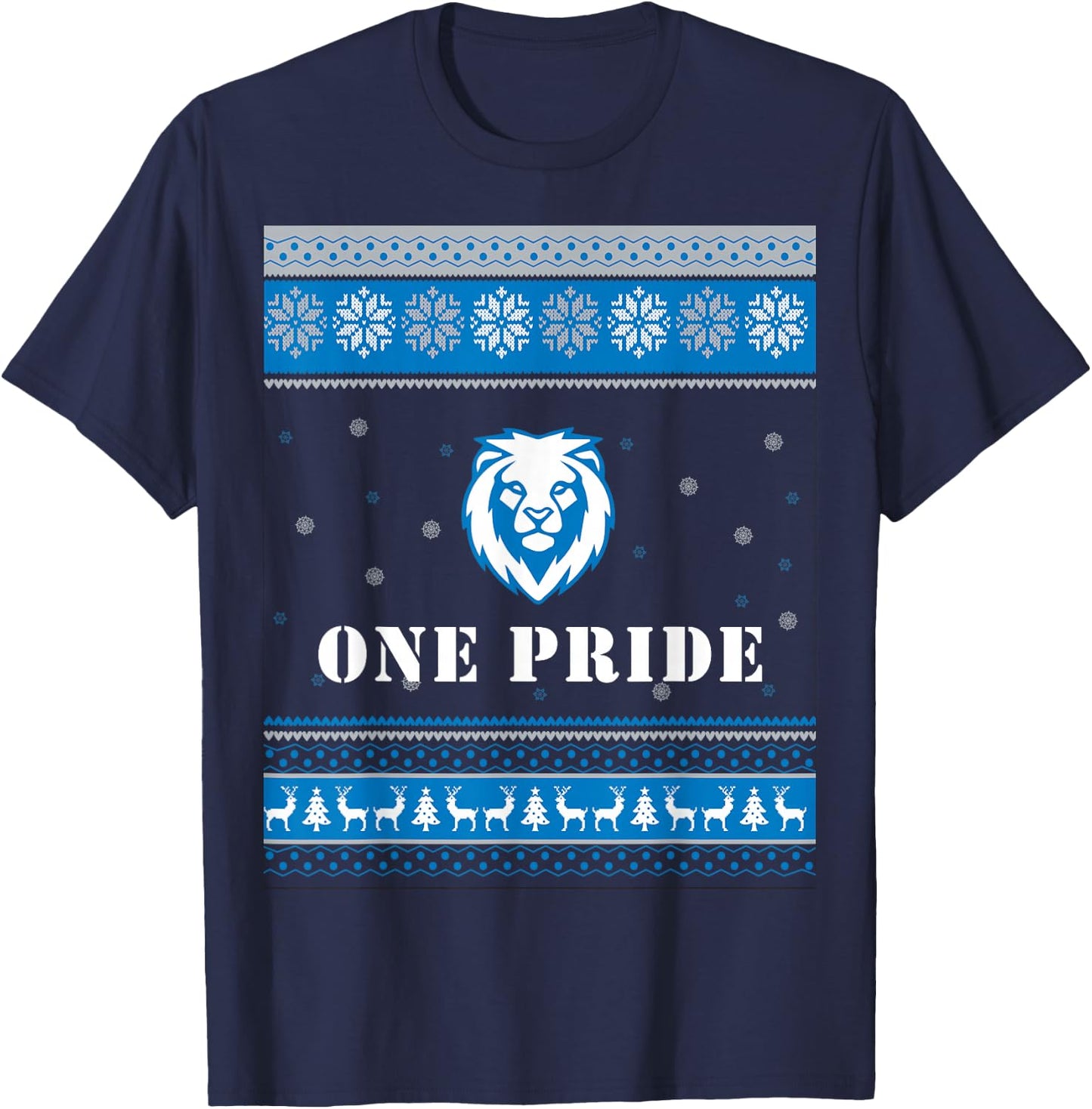 One Pride Lions Head Ugly Christmas Sweater T-Shirt - T-Shirt | Navy