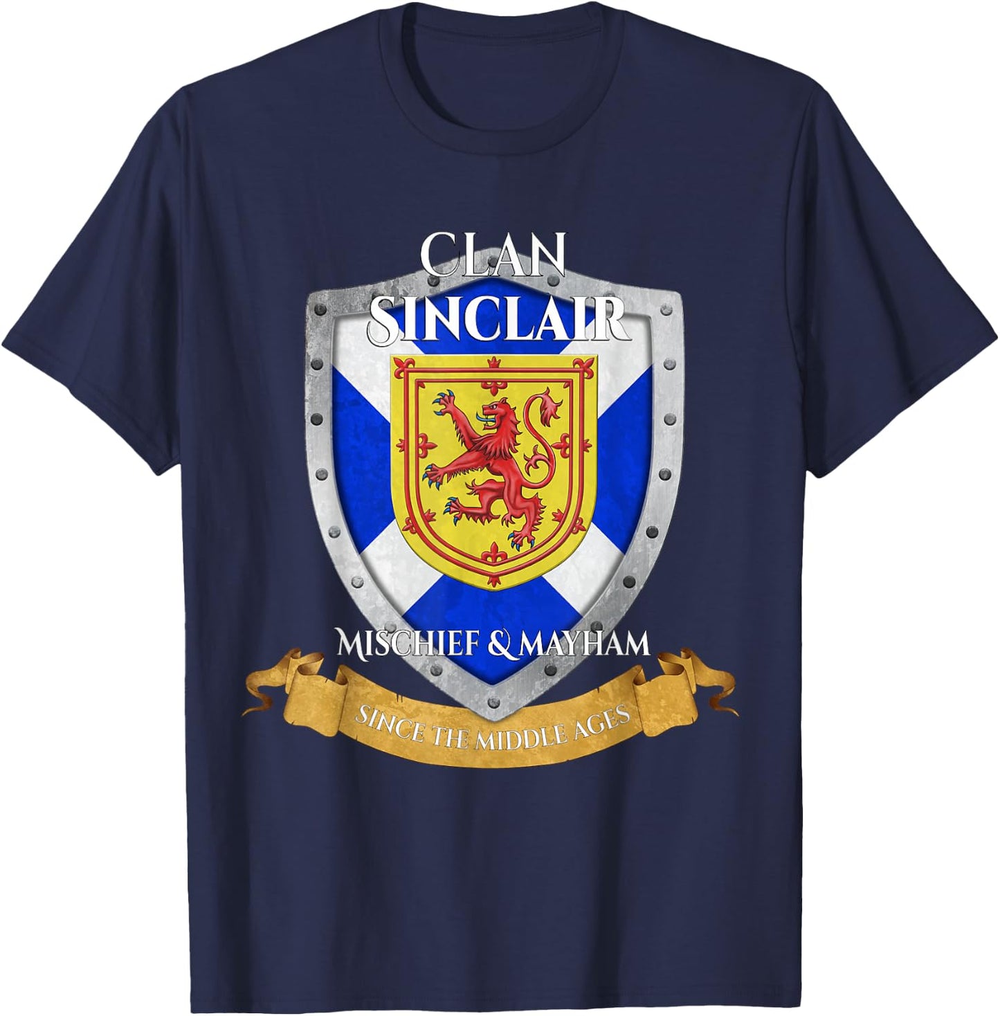 Sinclair Scottish Family Clan Scotland Shield T-Shirt - T-Shirt | Navy