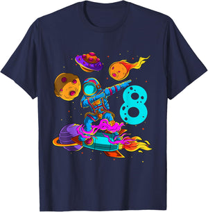 8 Years Birthday Boy Astronaut 8th Birthday Astronaut T-Shirt - T-Shirt | Navy