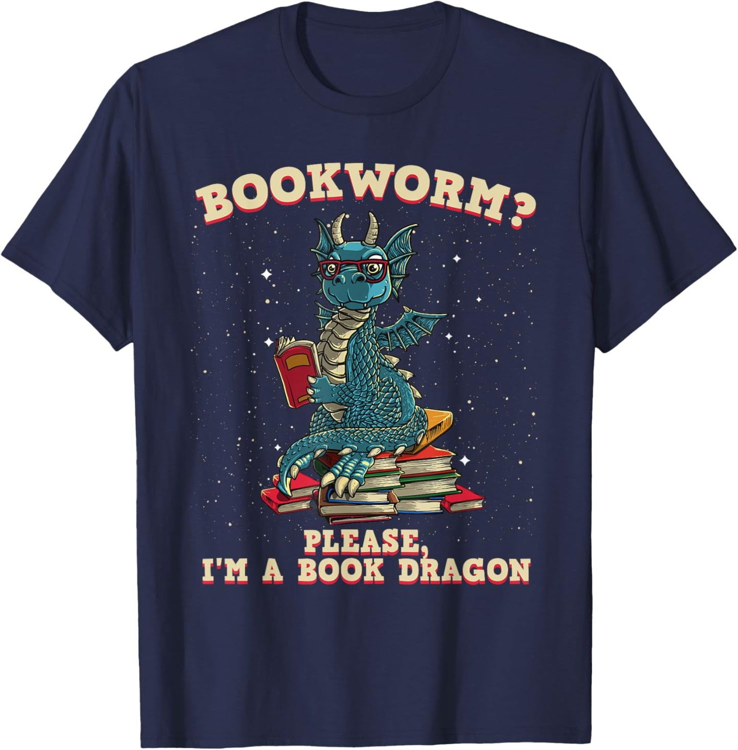 Funny Bookworm Gift Women Book Dragon Reader Library T-Shirt - T-Shirt | Navy
