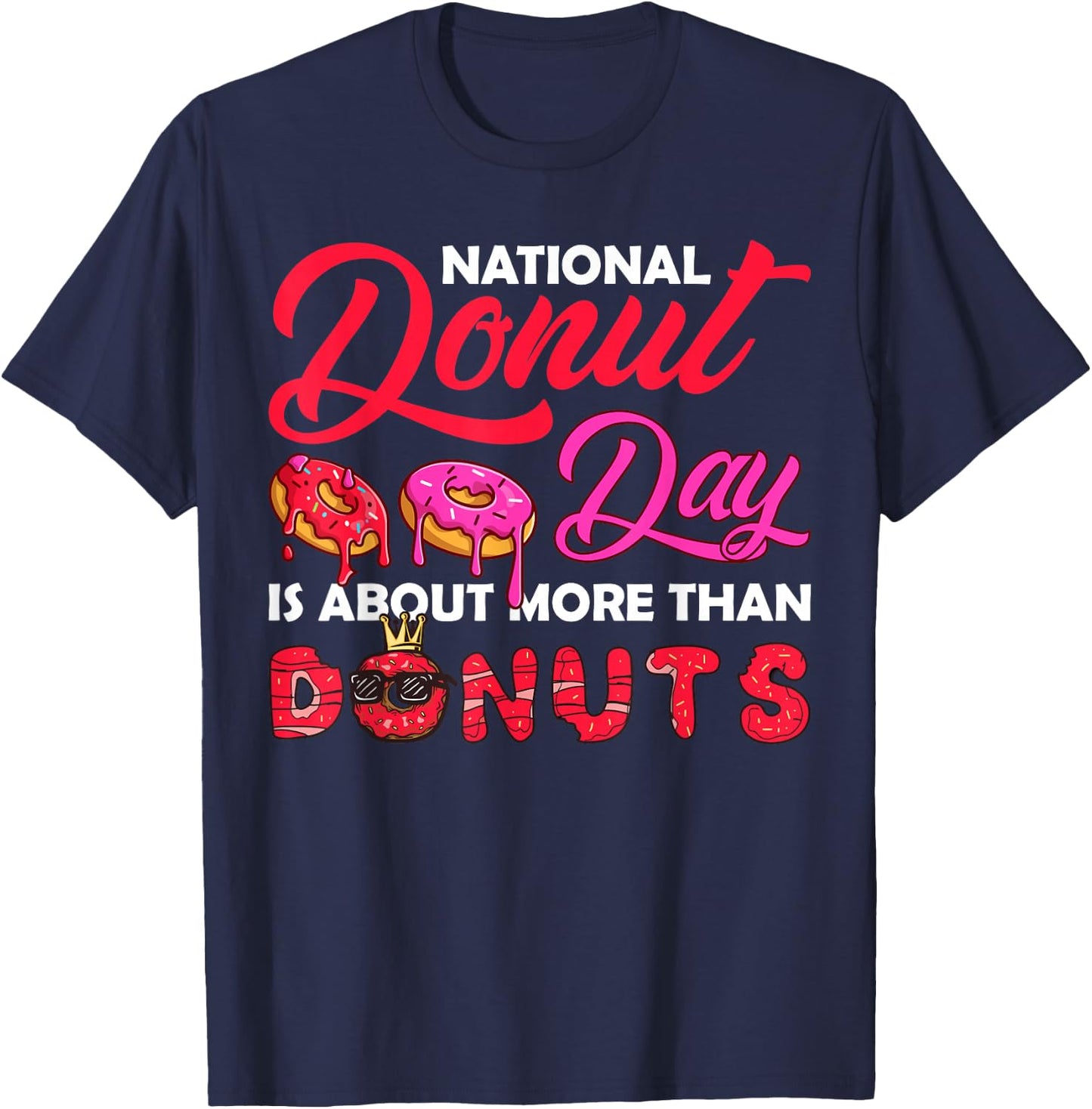 Donut Design and Men - Happy National Donut Day T-Shirt - T-Shirt | Navy