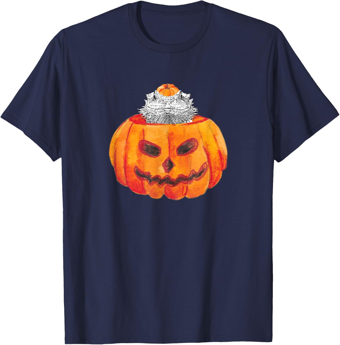 Bearded Dragon Happy Halloween Pumpkin Reptile Animal Lover T-Shirt - T-Shirt | Navy