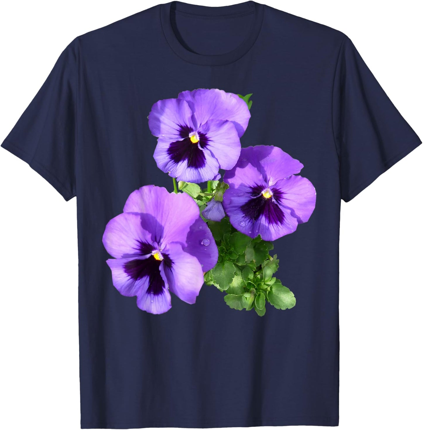 Vintage Pansies Flowers Gardener & Pansy Lover T-Shirt - T-Shirt | Navy