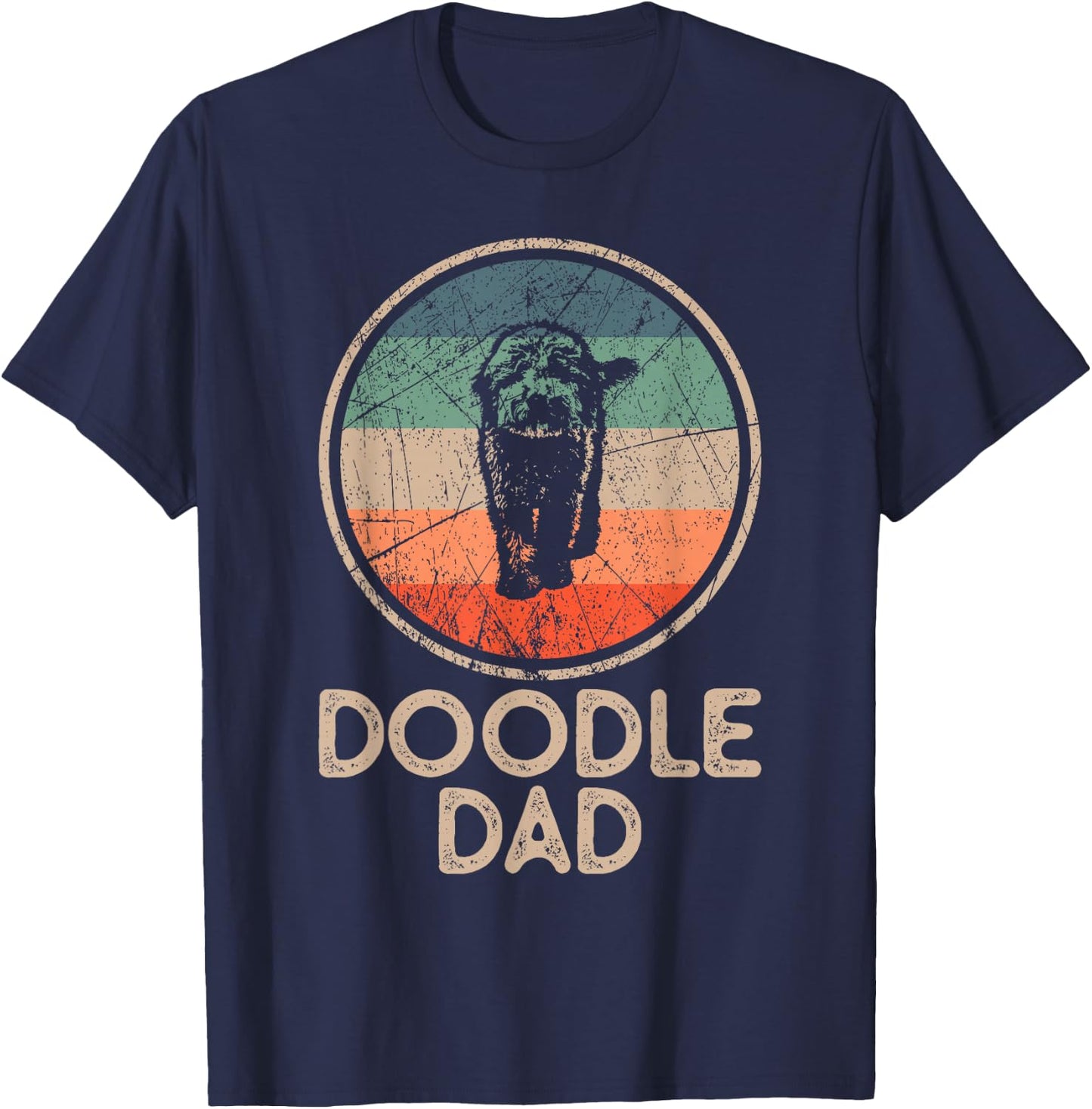 Doodle Dog - Vintage Doodle Dad Small T-Shirt - T-Shirt | Navy