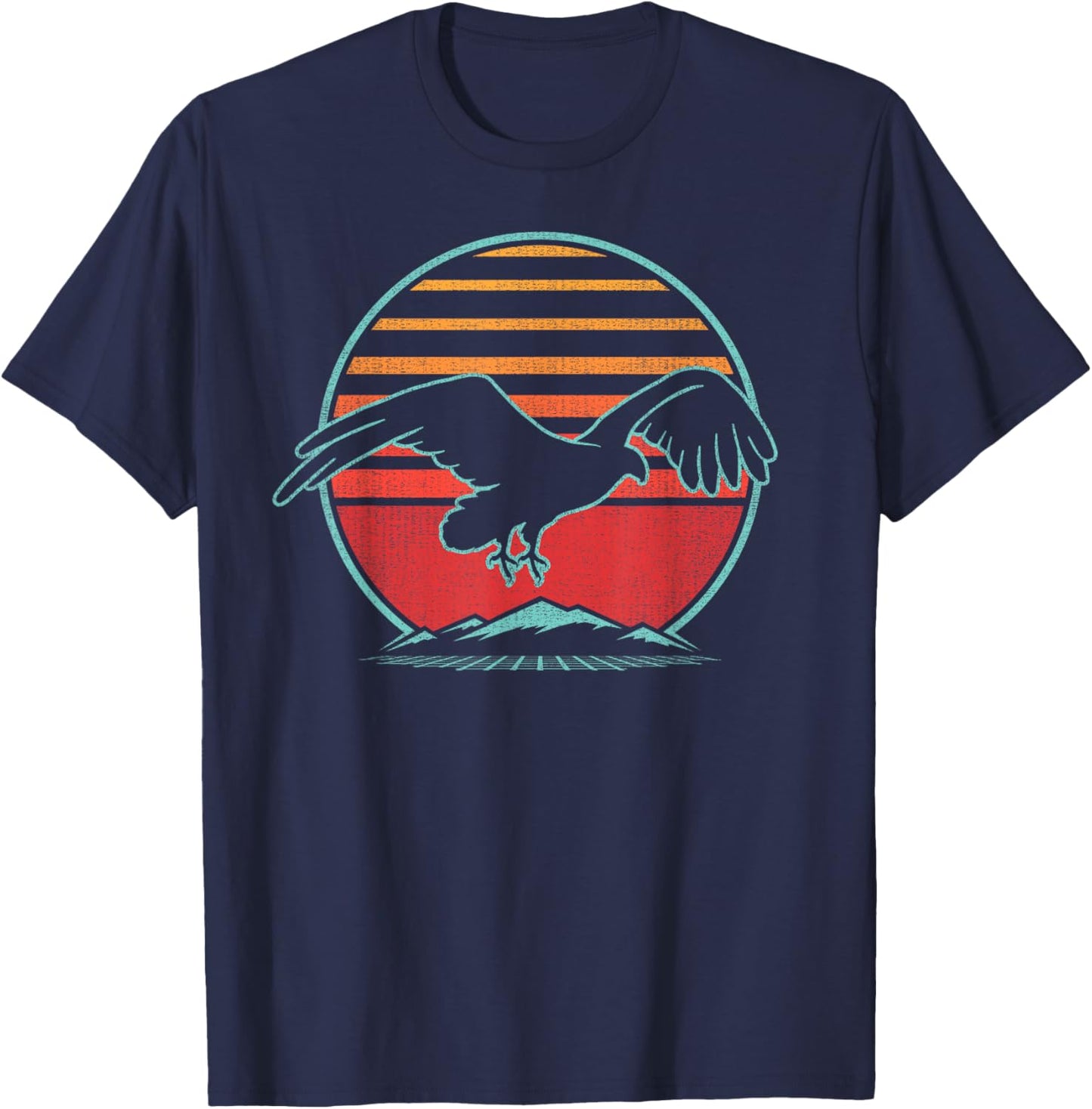 Hawk Retro Osprey Vintage 80s Style Birding Gift T-Shirt - T-Shirt | Navy