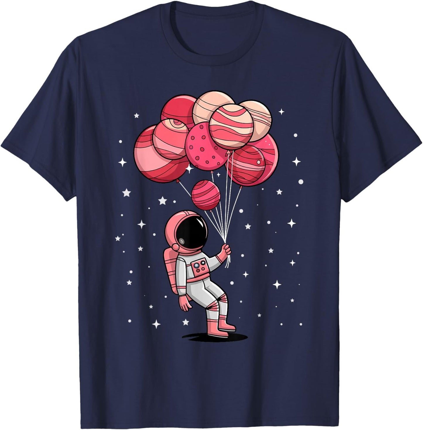 Space Astronaut Holding Balloon Planets Girls Kids Toddler T-Shirt - T-Shirt | Navy