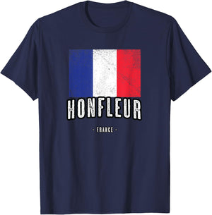 City of HONFLEUR - France | FR Flag Top, Drapeau Français T-Shirt - T-Shirt | Navy