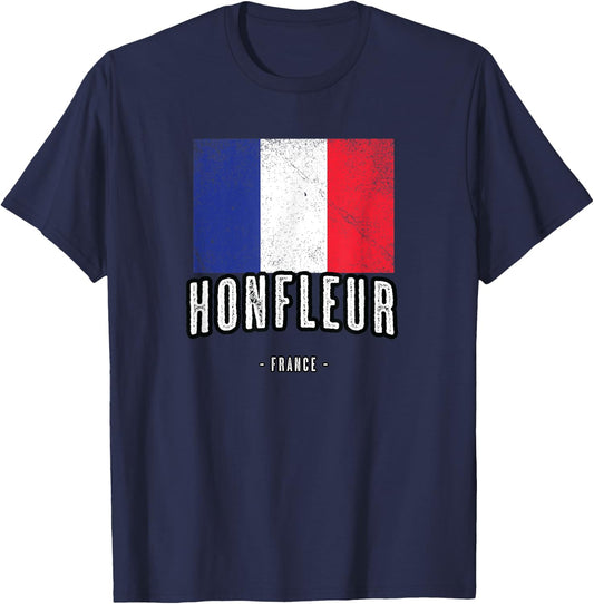 City of HONFLEUR - France | FR Flag Top, Drapeau Français T-Shirt - T-Shirt | Navy