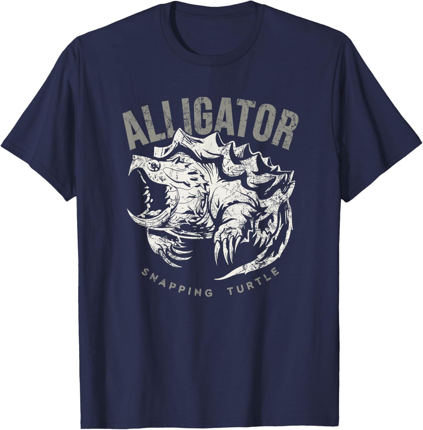 Alligator snapping turtle, vintage design for reptile lovers T-Shirt - T-Shirt | Navy