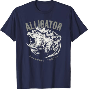 Alligator snapping turtle, vintage design for reptile lovers T-Shirt - T-Shirt | Navy