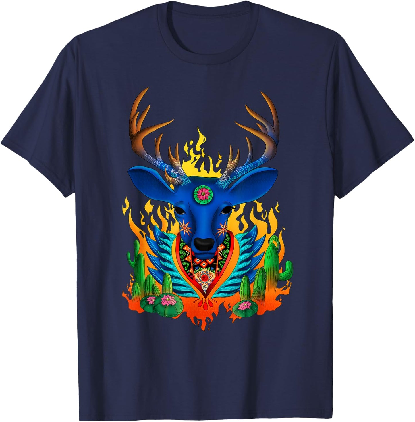 Third Eye Huichol Deer T-Shirt - T-Shirt | Navy