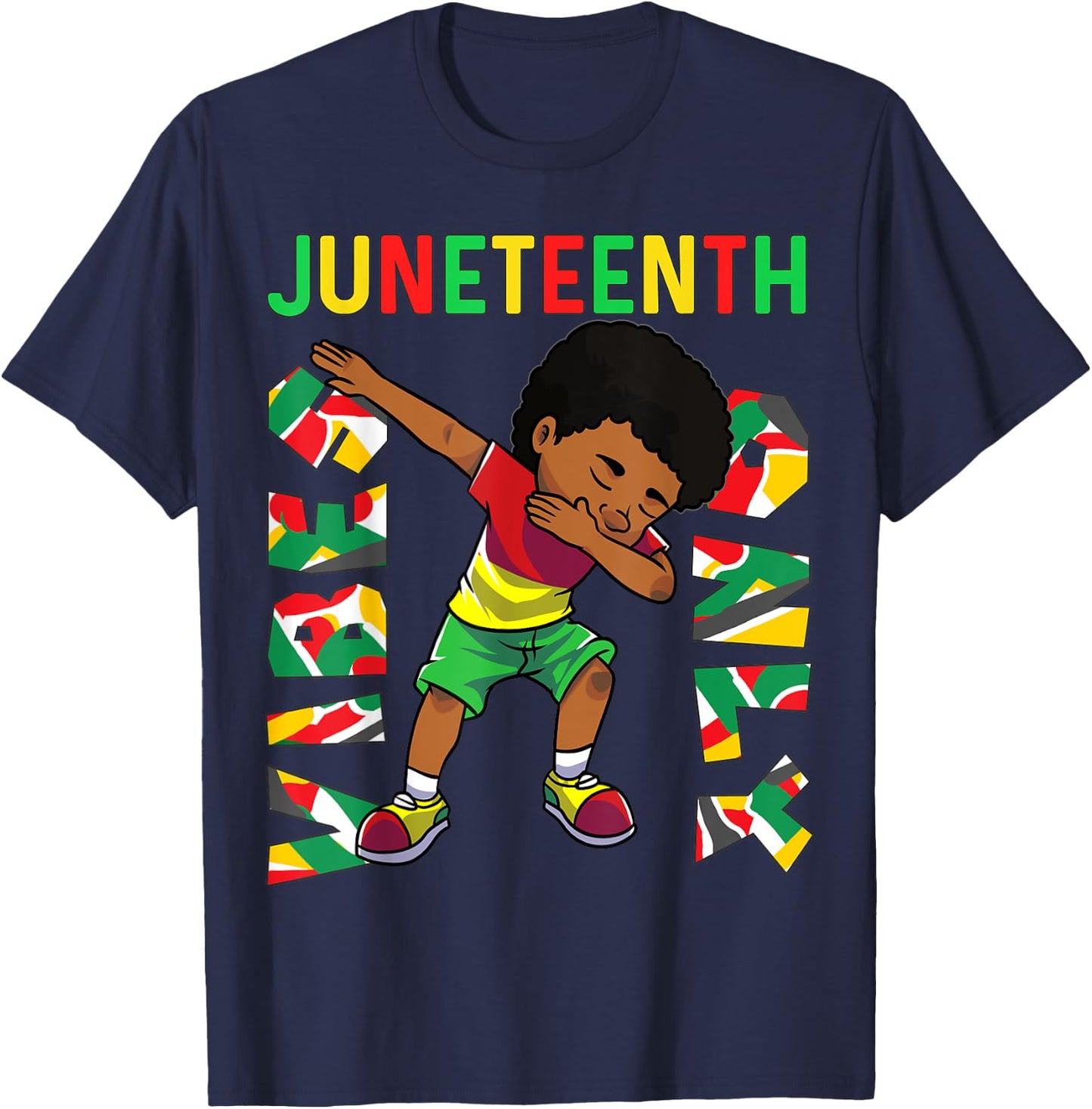 Juneteenth 1865 Dabbing Vibes Only Black African Boys kids T-Shirt - T-Shirt | Navy