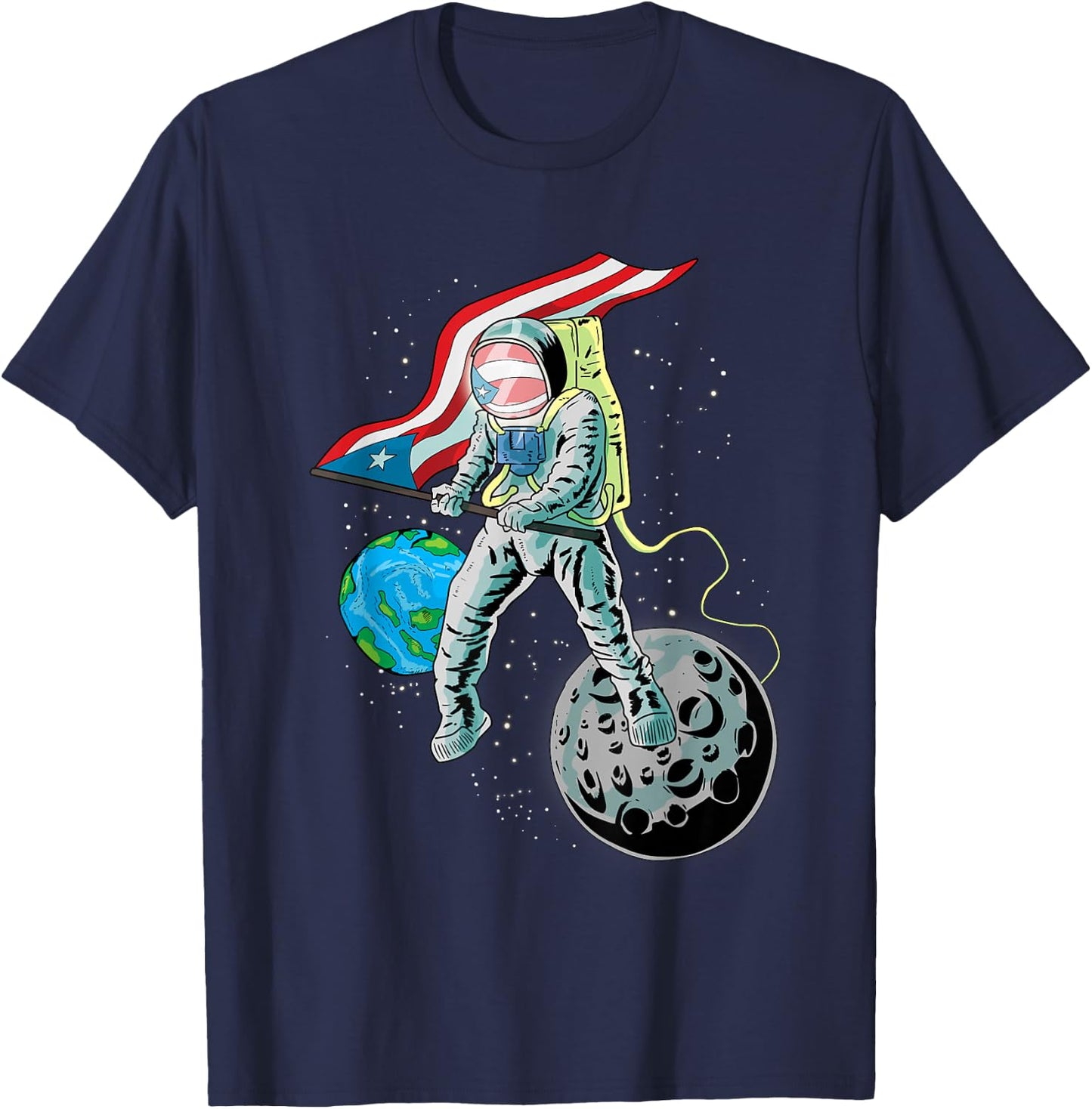 Puerto Rico Pride Boricua aunque Naciera en la Luna T-Shirt - T-Shirt | Navy