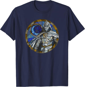 Marvel Moon Knight Stained Glass Poster T-Shirt - T-Shirt | Navy