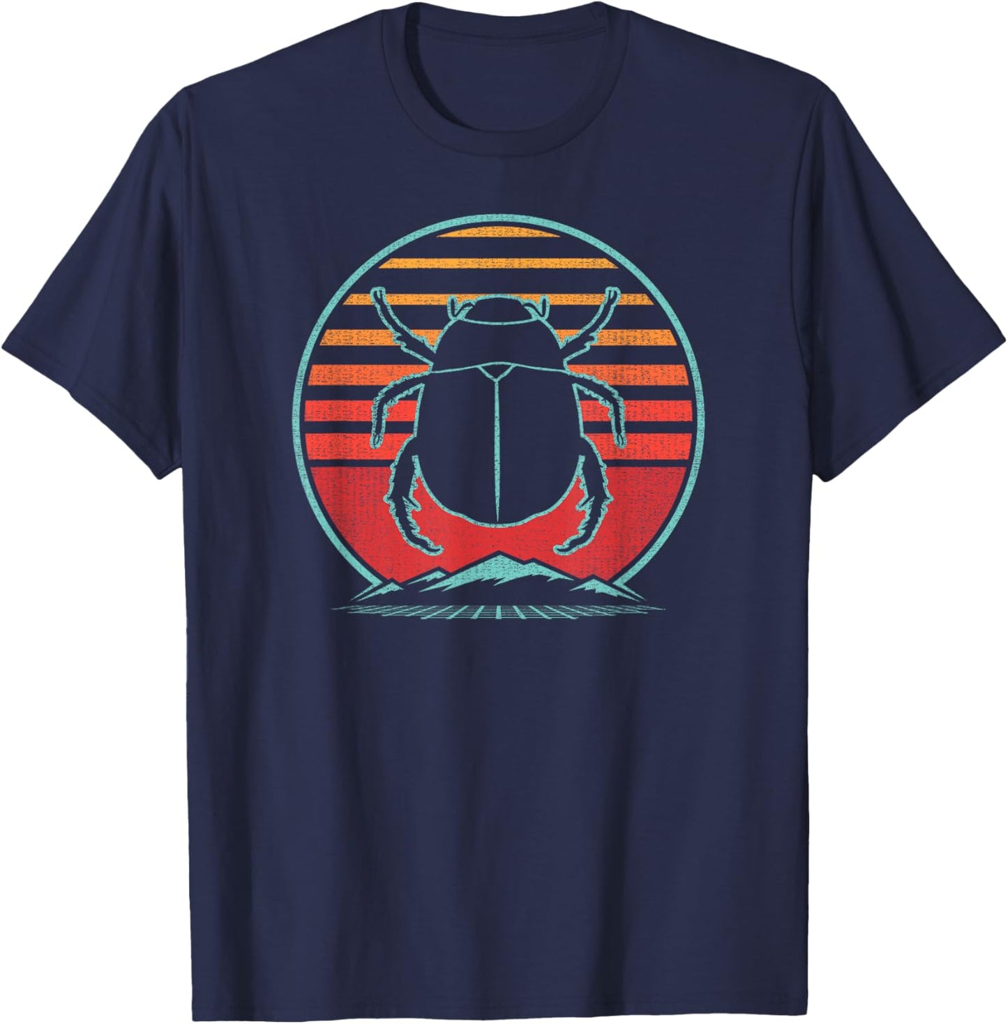 Scarab Beetle Lover Retro Vintage 80s Style Gift T-Shirt - T-Shirt | Navy