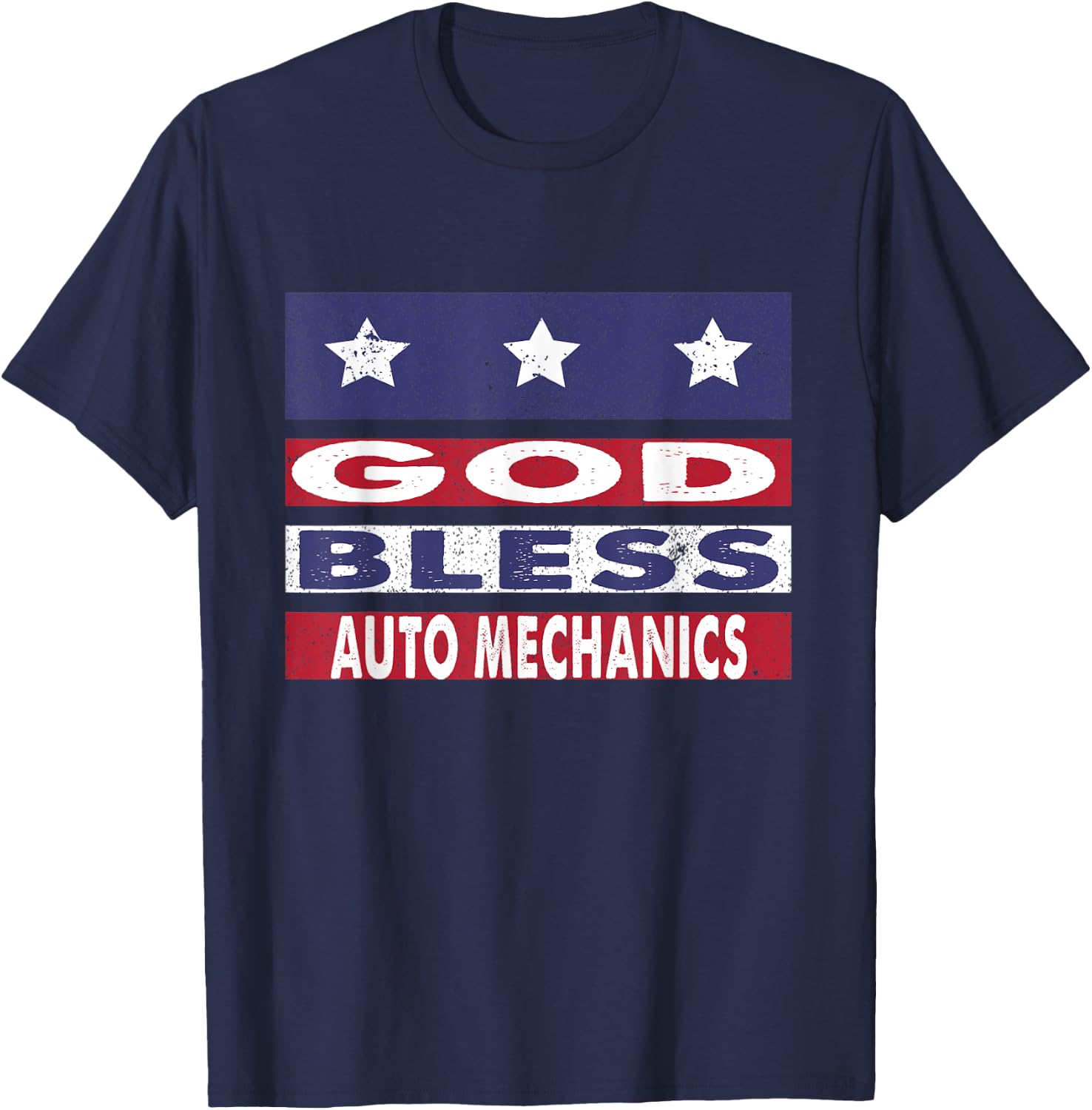God Bless Auto Mechanics Patriotic Christian Men T-Shirt - T-Shirt | Navy