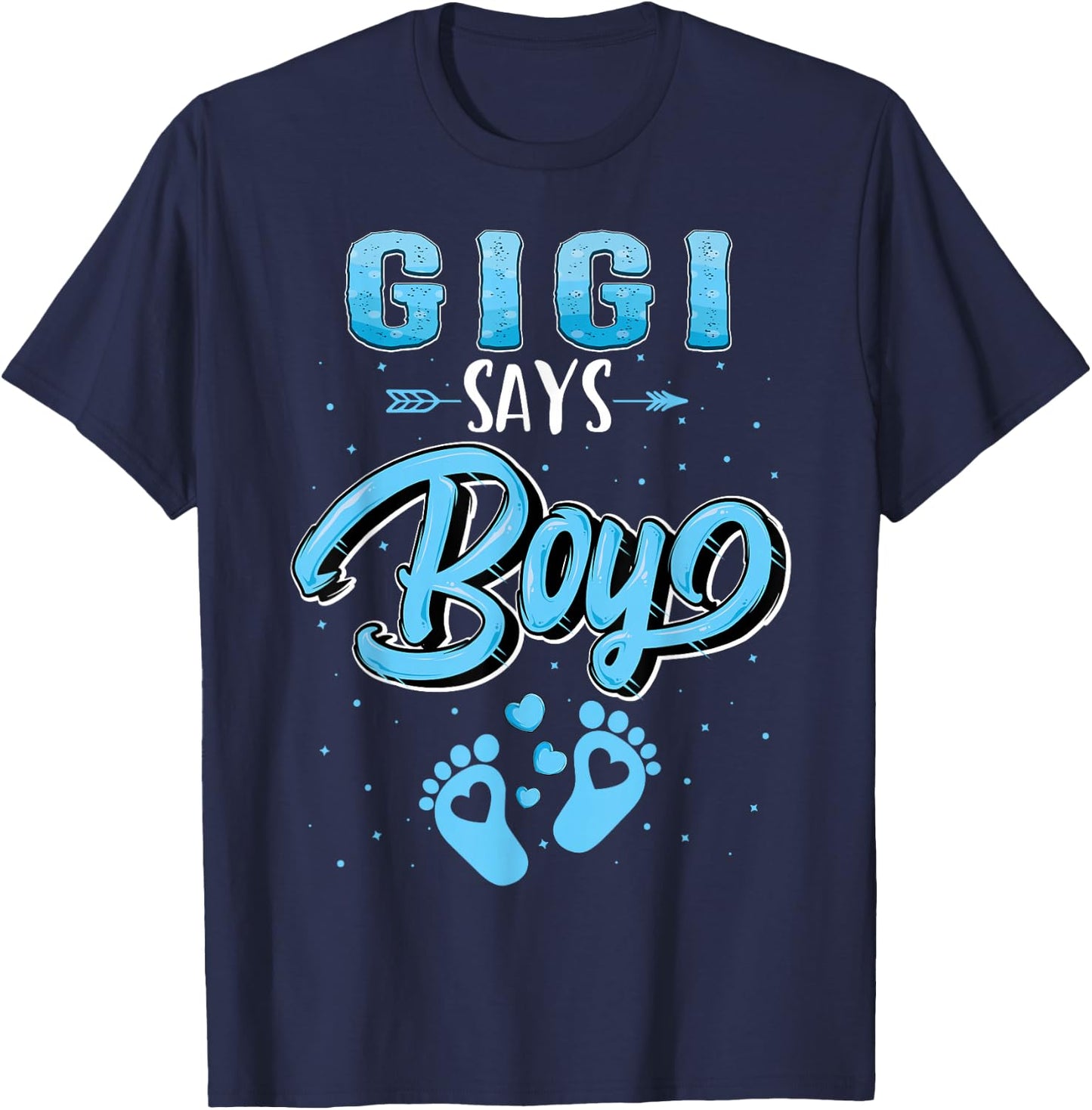 Gender reveal Gigi says Boy baby matching family set T-Shirt - T-Shirt | Navy