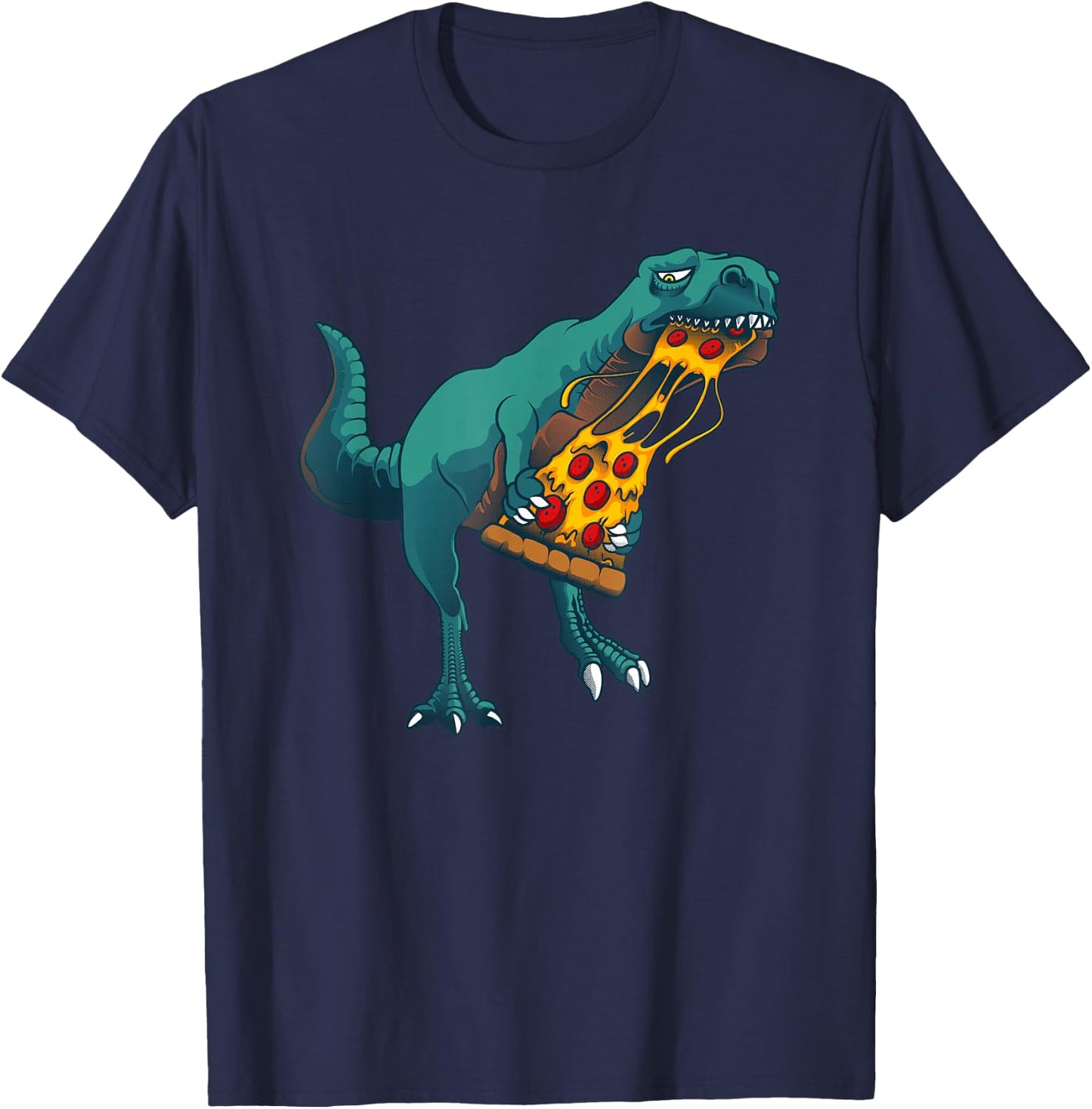 Funny Dinosaur Art Women Dinosaur Pizza Slice Lover T-Shirt - T-Shirt | Navy