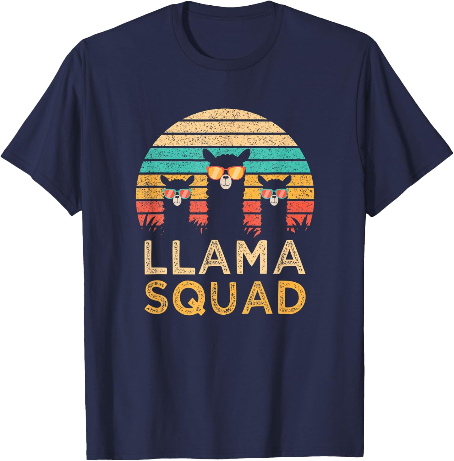 Funny Llama Squad Sunglasses Cool Llamas Vintage Gift T-Shirt - T-Shirt | Navy