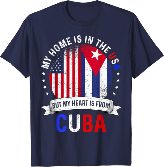 Cuban American Patriot Heart is from Cuba Flag Small T-Shirt - T-Shirt | Navy