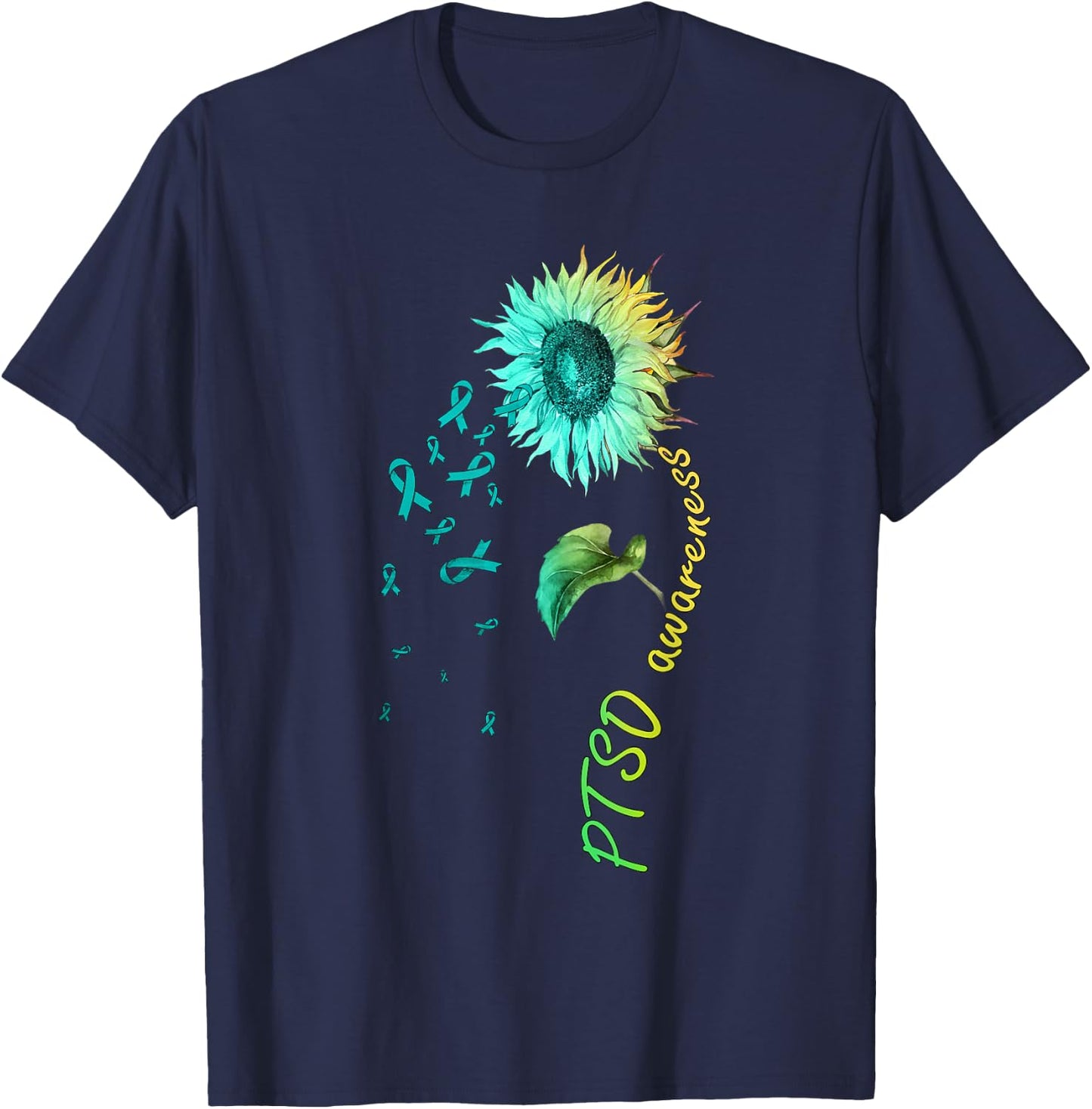 PTSD Awareness Sunflower T-Shirt - T-Shirt | Navy