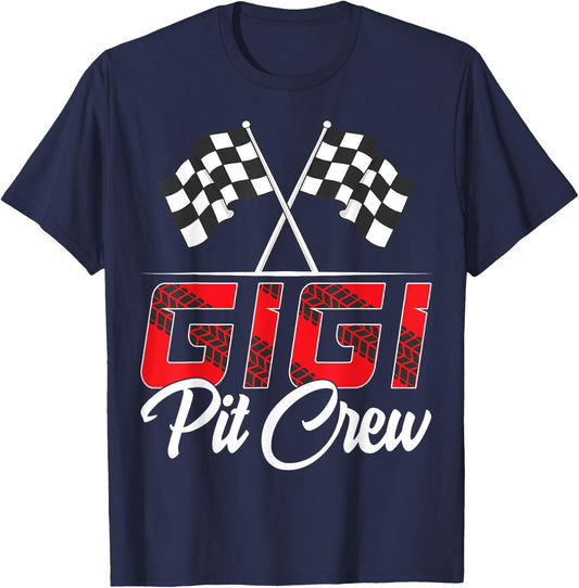 Race Car Birthday Party Racing Family Gigi Pit Crew T-Shirt - T-Shirt | Navy