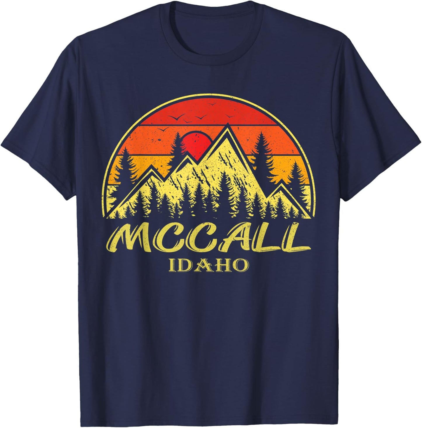 Vintage Mccall Idaho ID Mountains Hike Hiking Souvenir T-Shirt - T-Shirt | Navy