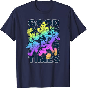 Disney Mickey Classic Good Times Neon Group T-Shirt - T-Shirt | Navy
