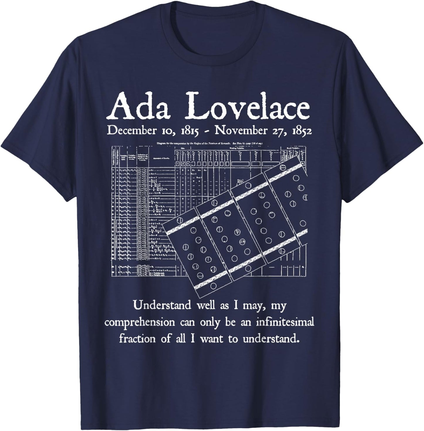 Nerdy Vintage Ada Lovelace Computer Science Math Teacher T-Shirt - T-Shirt | Navy