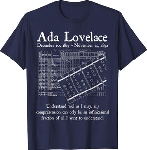 Nerdy Vintage Ada Lovelace Computer Science Math Teacher T-Shirt - T-Shirt | Navy