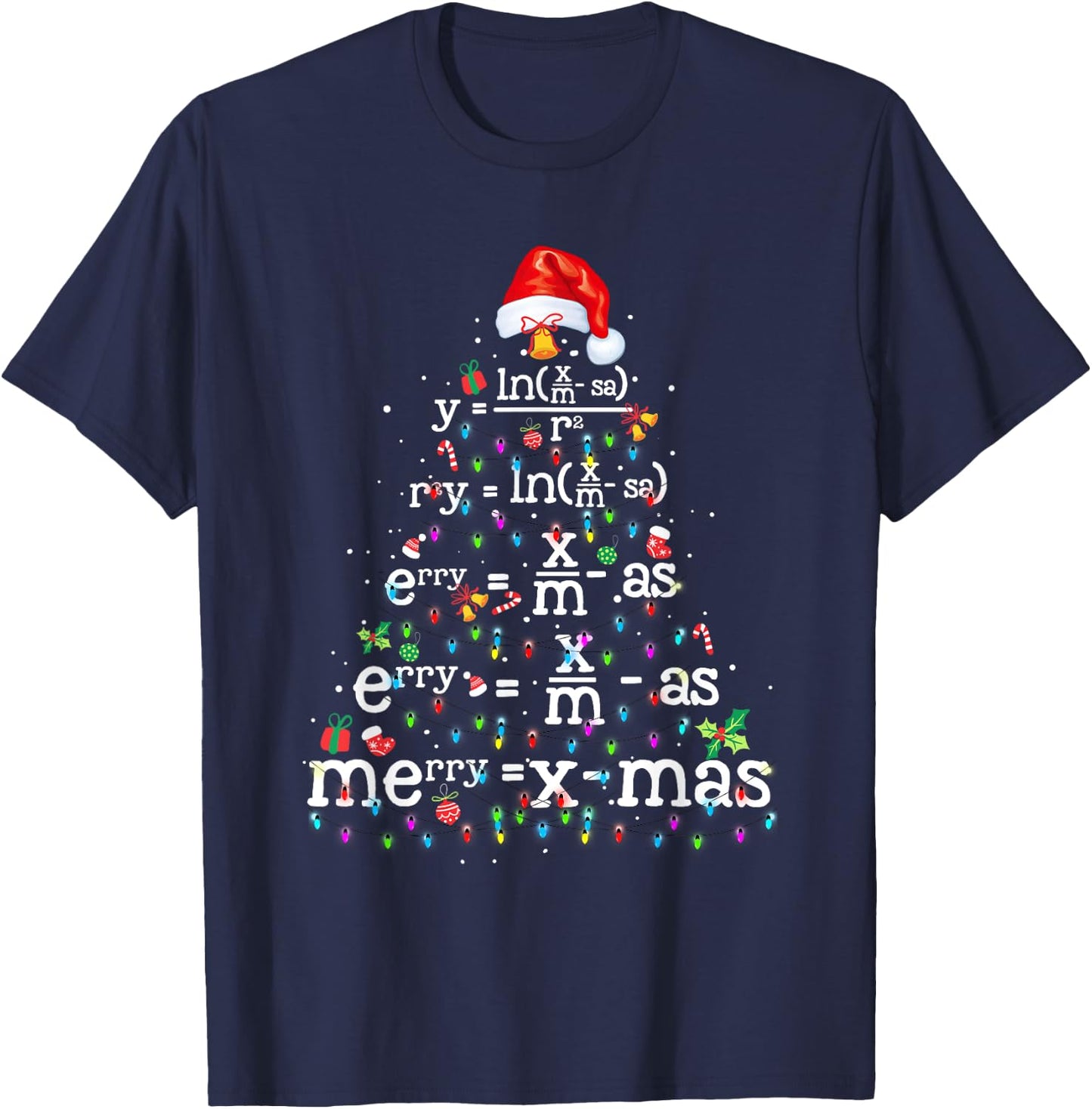Funny Christmas Xmas Clothing: Math Christmas Tree T-Shirt - T-Shirt | Navy
