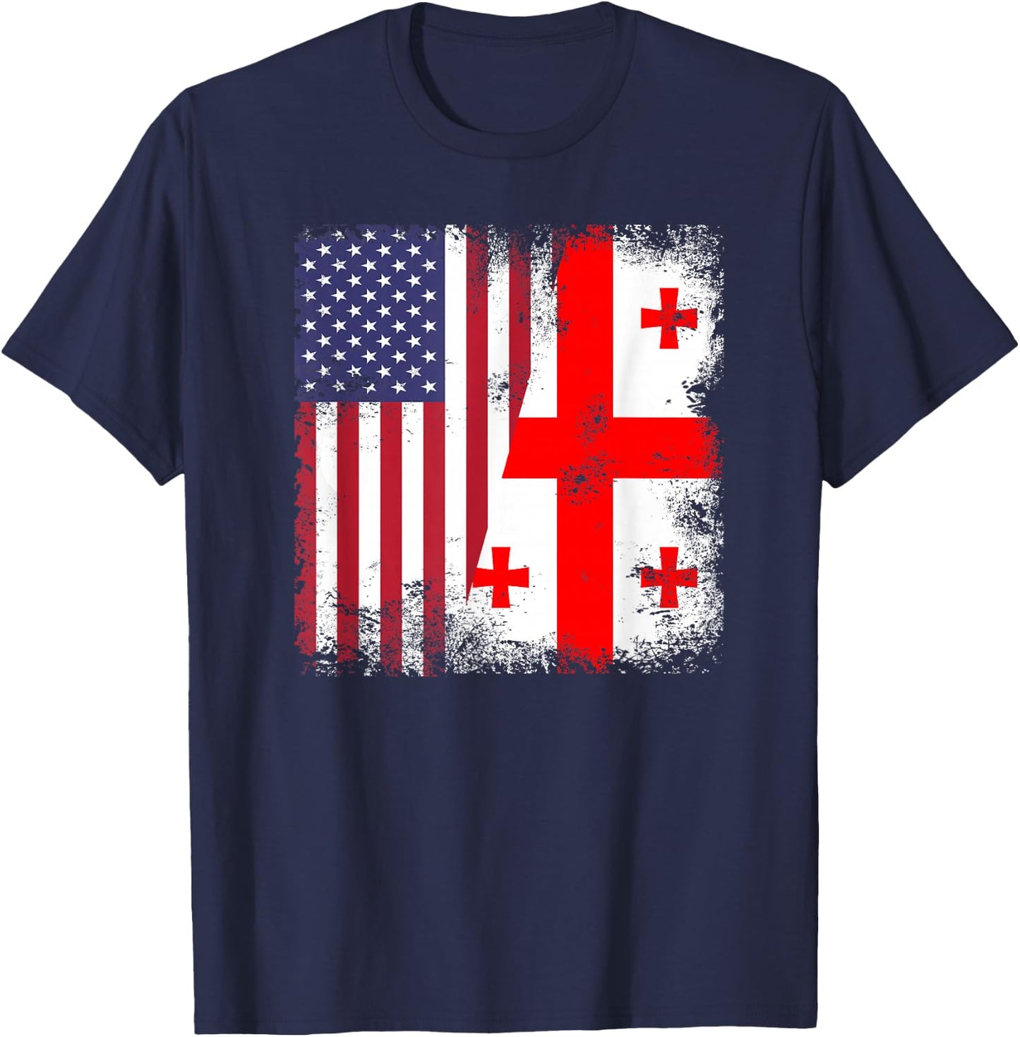 Half Georgian Flag | Vintage Georgia USA Gift T-Shirt - T-Shirt | Navy