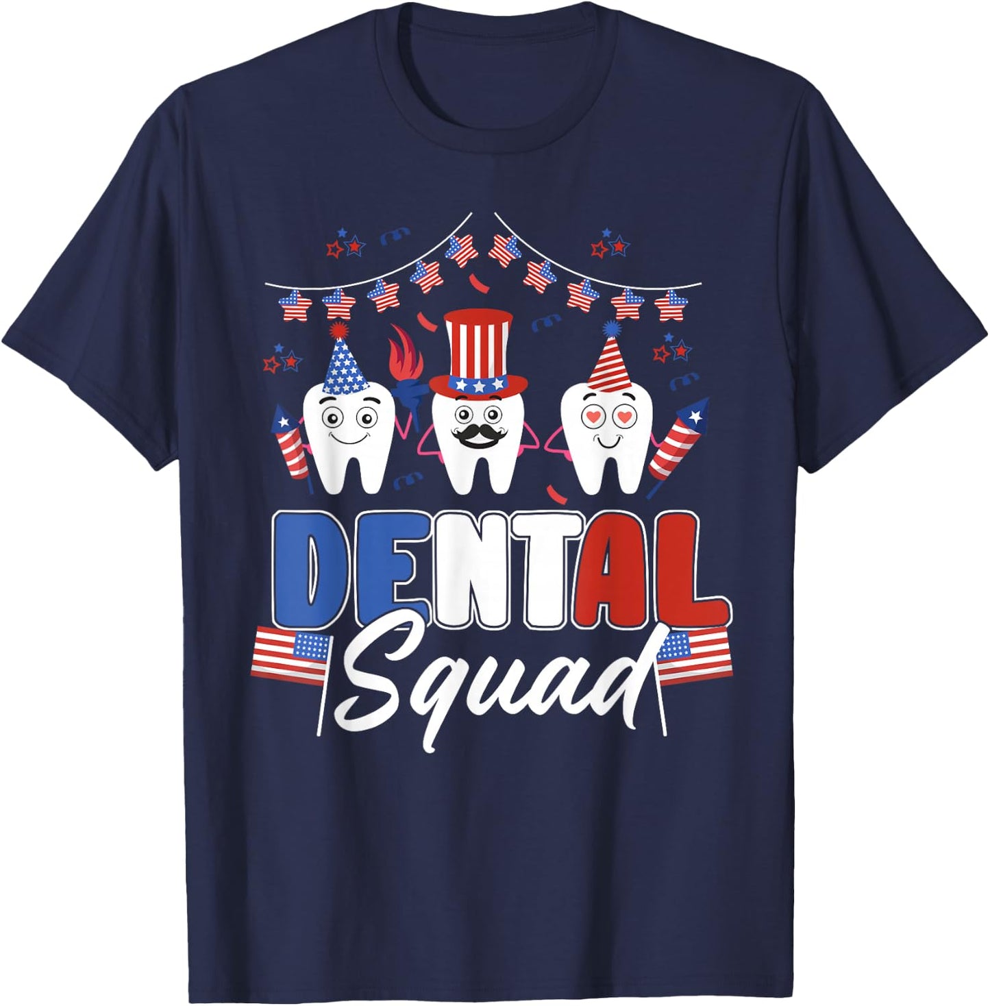 Tooth Dental Squad 4th Of July Dental Assistant Costume T-Shirt - T-Shirt | Navy