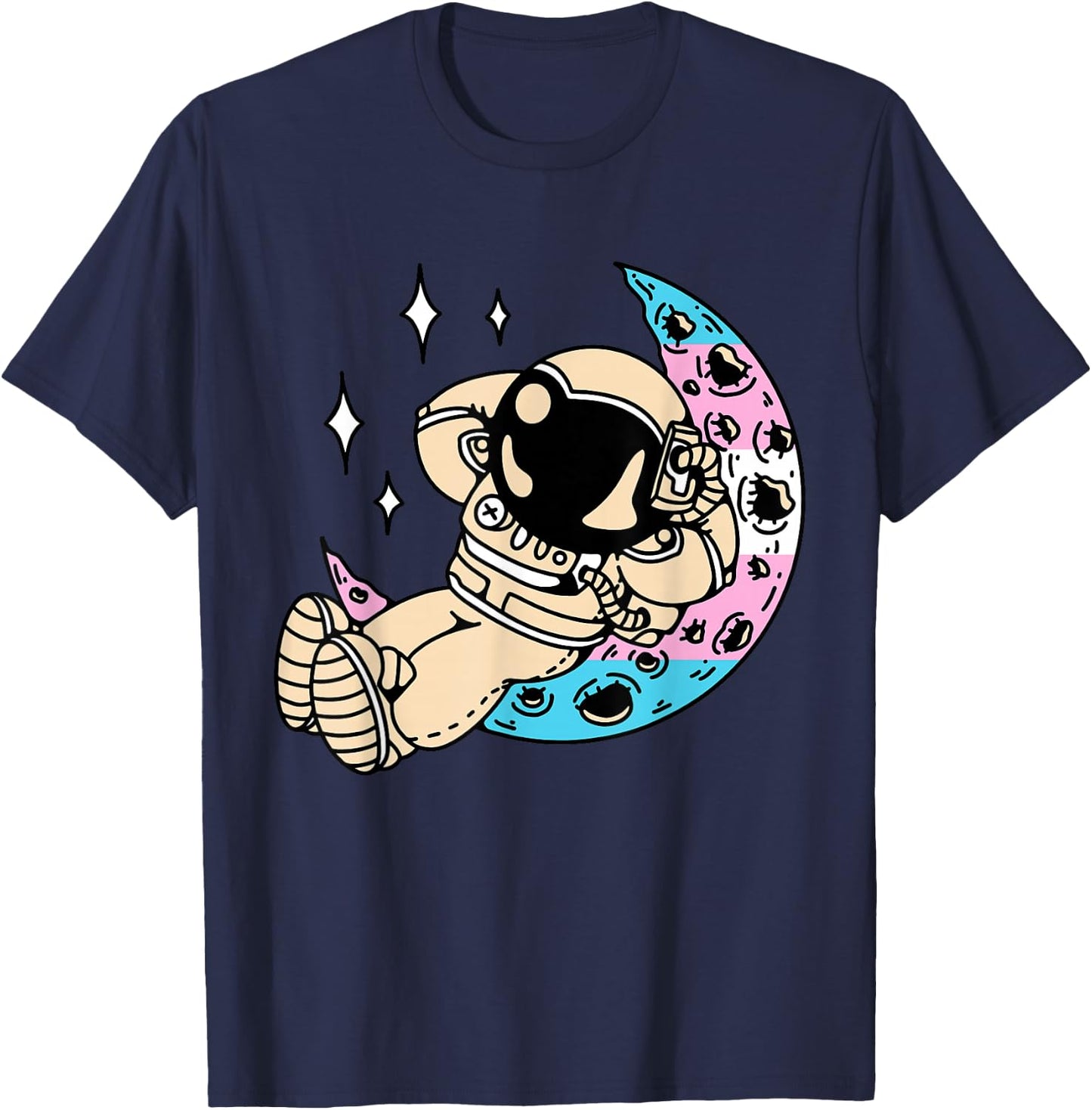 Transgender Astronaut LGBT-Q Space-man Moon Trans Pride Flag T-Shirt - T-Shirt | Navy