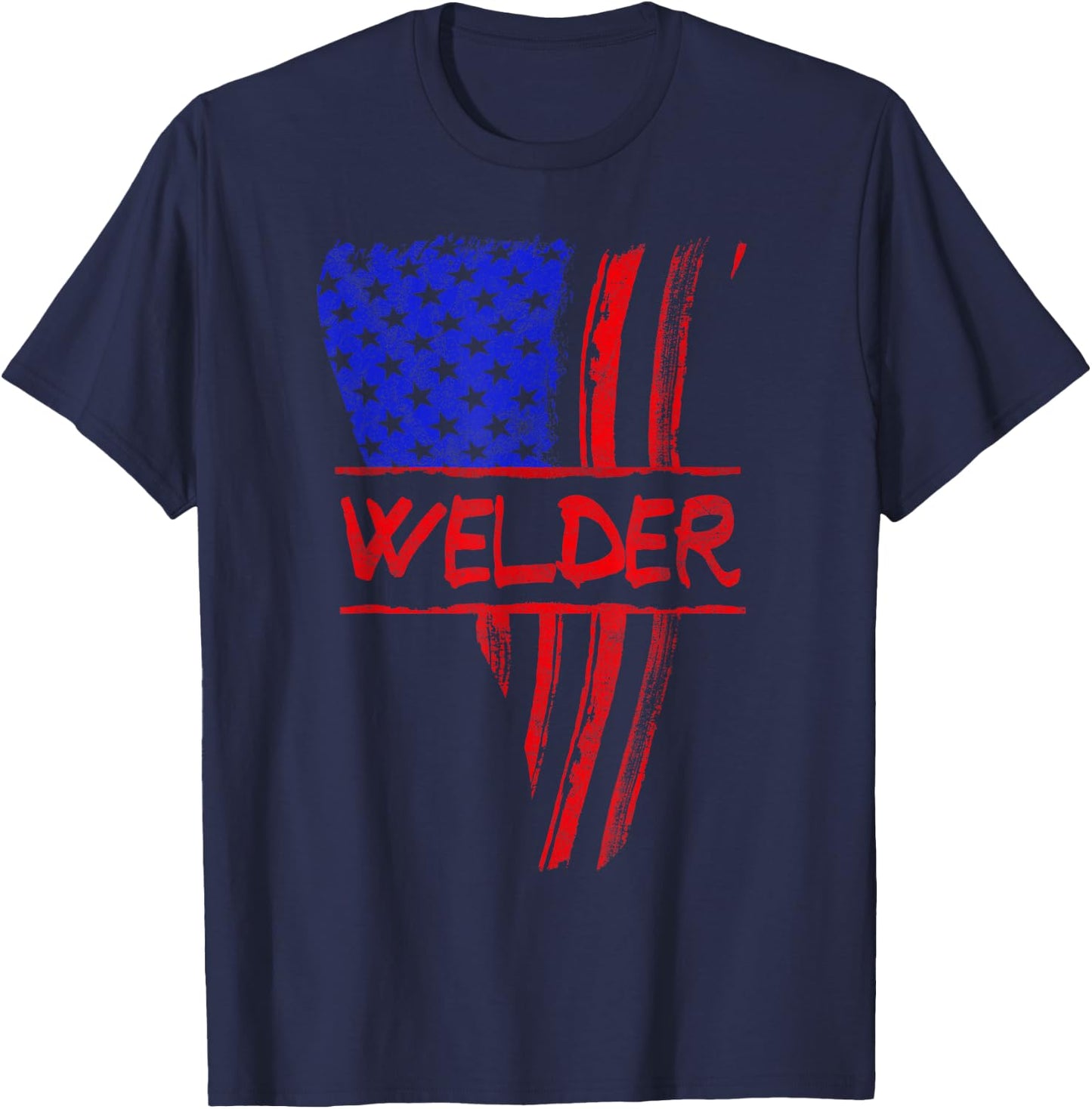 Welder American Flag Welding Gift Triangular Usa Patriotic T-Shirt - T-Shirt | Navy