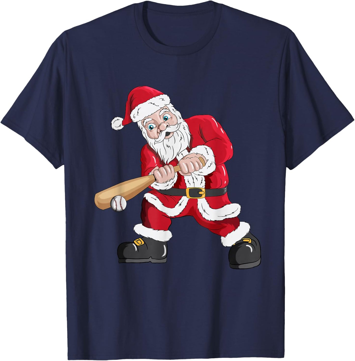 Christmas Santa Claus With Baseball Bat Baseball T-Shirt - T-Shirt | Navy