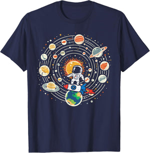 Astronaut Rocket Solar System Space Shuttle Kids Men Women T-Shirt - T-Shirt | Navy