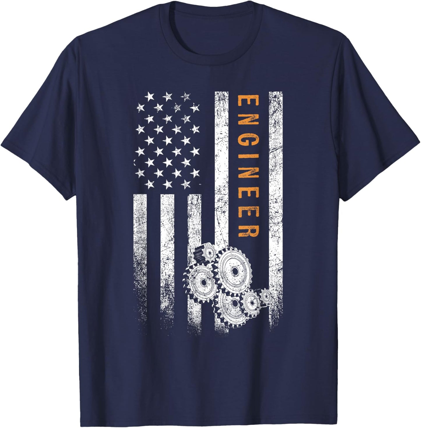 Engineer American Flag Design Engineering T-Shirt - T-Shirt | Navy