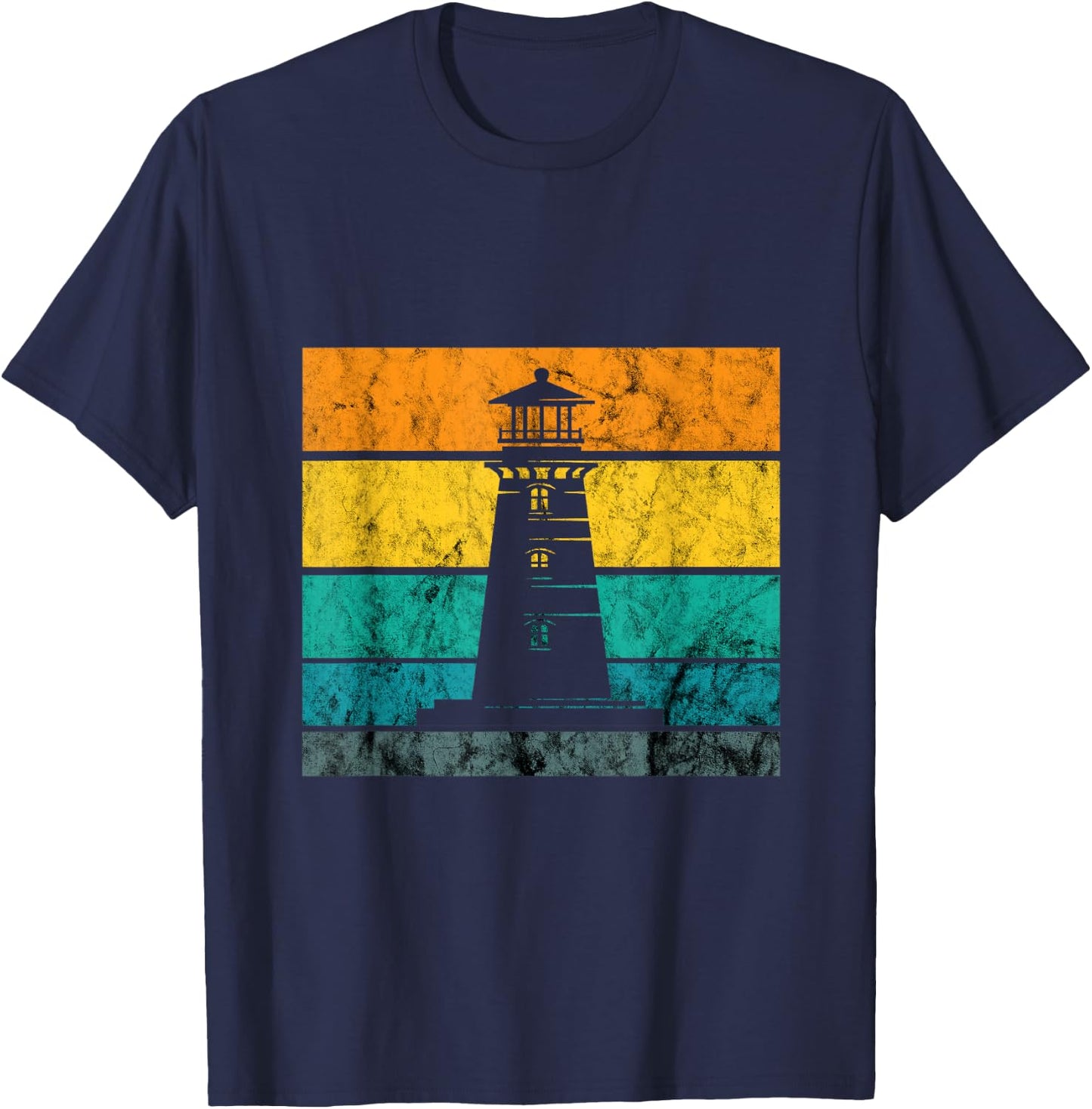Lighthouse Retro Vintage Beach Seaside Life Sailing Sea T-Shirt - T-Shirt | Navy