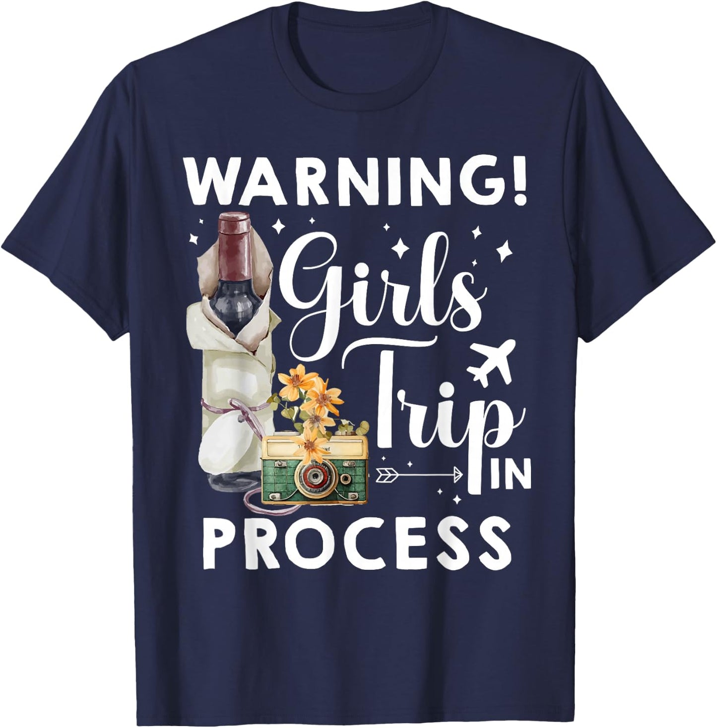 Warning Girls Trip 2026 Progress Cute Beach Summer Vacation T-Shirt - T-Shirt | Navy