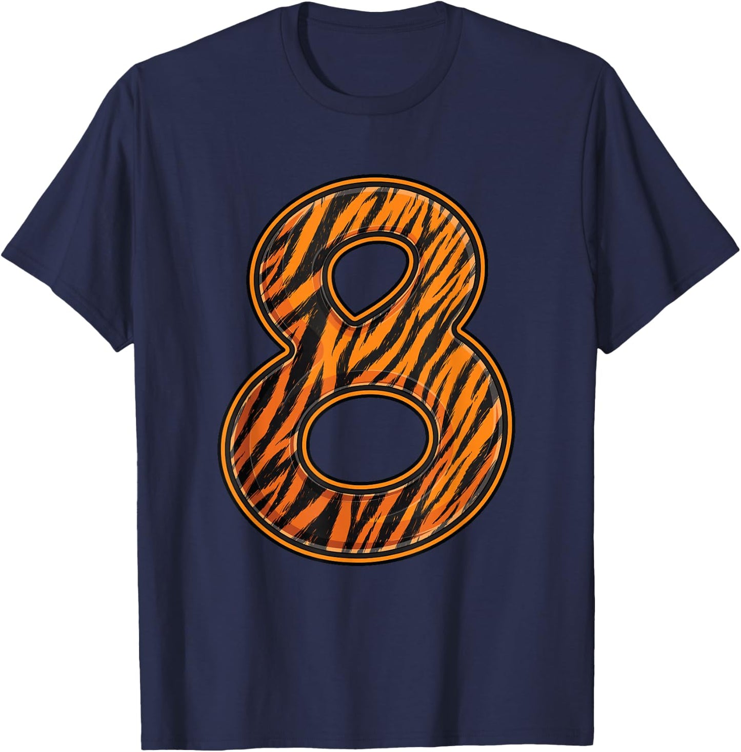 Tiger 8th Birthday Party Eight 8 Years Old Wild Bday Kids T-Shirt - T-Shirt | Navy
