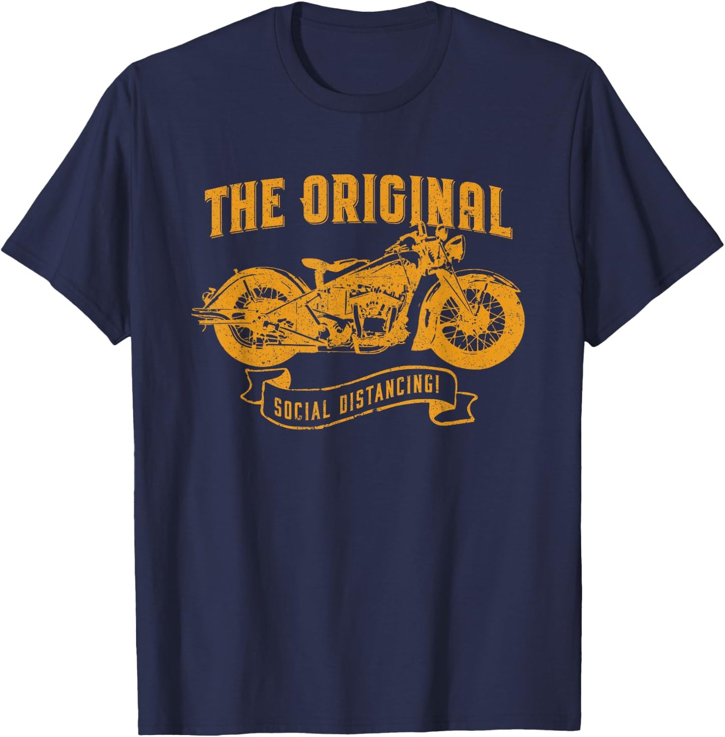 Funny Motorcycle Social Distancing Retro Vintage T-Shirt - T-Shirt | Navy