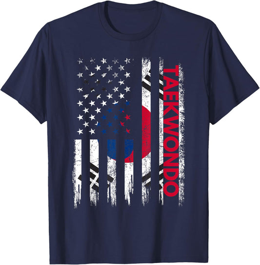 Taekwondo Karate Martial Arts Training Korean Flag T-Shirt - T-Shirt | Navy