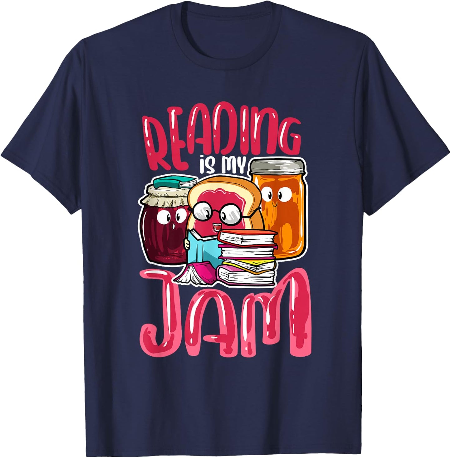 Kids Teacher I Love to Read Books Reading Is My Jam T-Shirt - T-Shirt | Navy